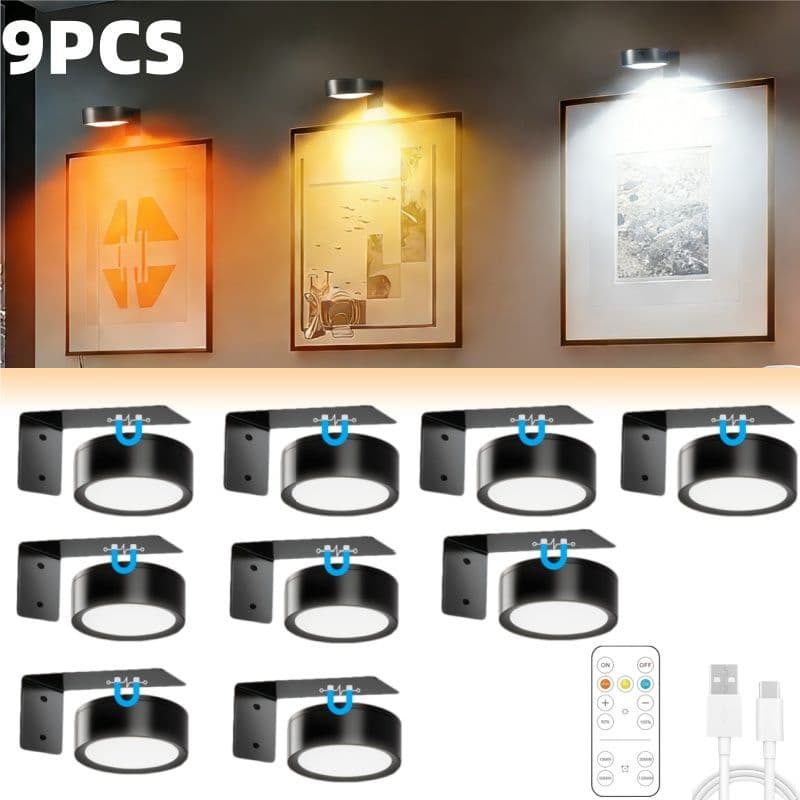 Battery-Powered Magnetic Picture Light — 3 Colors, Dimmable 3