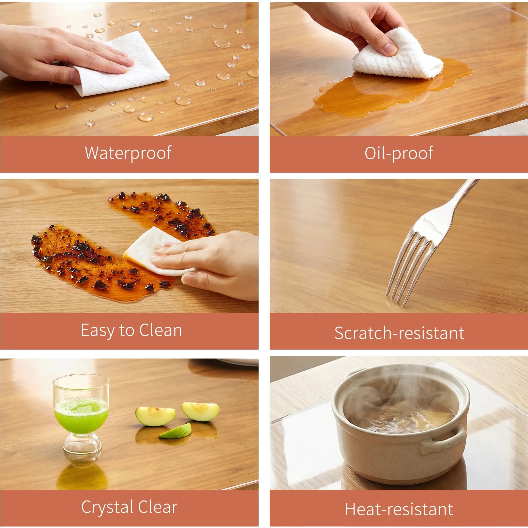 Table Cover 1.5 Mm Thick Clear PVC Desk Mat Protector Waterproof & Easy Cleaning Desk Pad Tablecloth For Office, Dining  5
