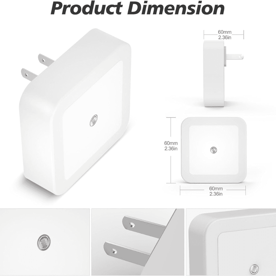 Sujeet Dusk-to-Dawn LED Plug-in Night Lights 8-Pack - Warm White Sensor Wall Nightlight Lamps For Hallways, Bedrooms & S 5