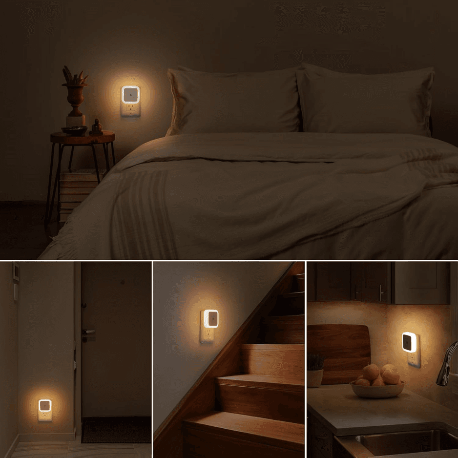 Sujeet Dusk-to-Dawn LED Plug-in Night Lights 8-Pack - Warm White Sensor Wall Nightlight Lamps For Hallways, Bedrooms & S 4