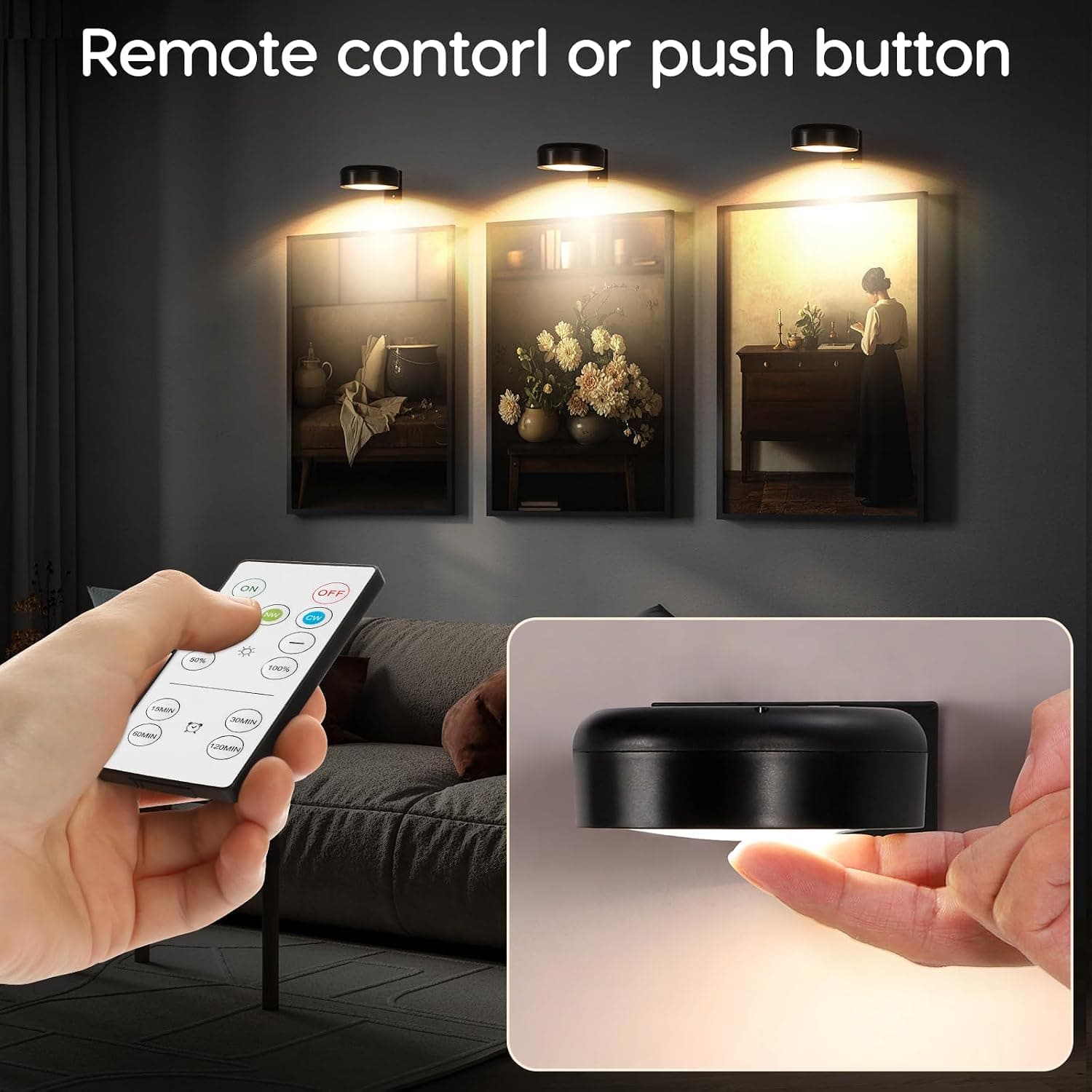 Battery-Operated Magnetic Art Display Light — 3 Modes, Remote 5