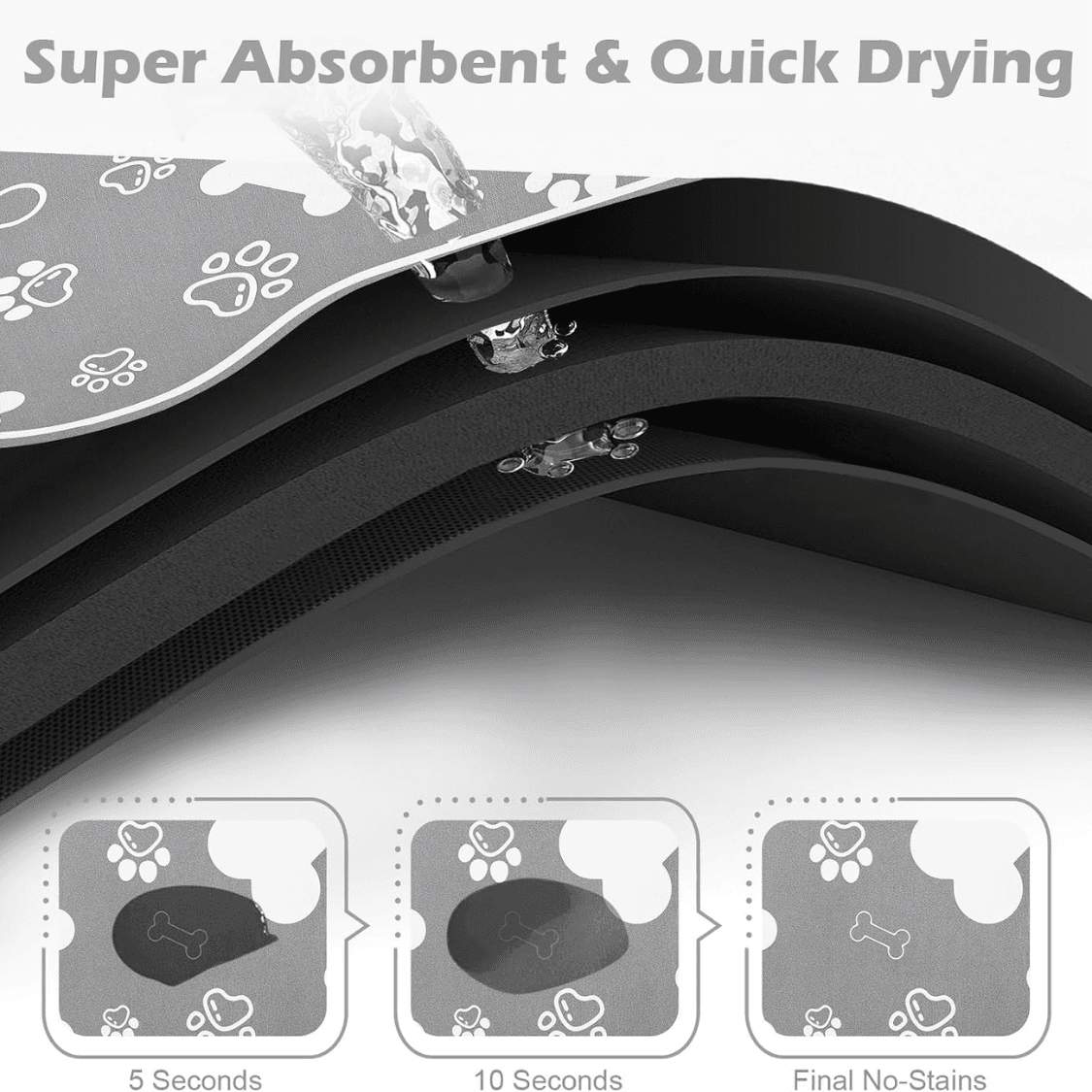 Bone-Shaped Absorbent Pet Feeding Mat — Non-Slip Rubber Backing 4