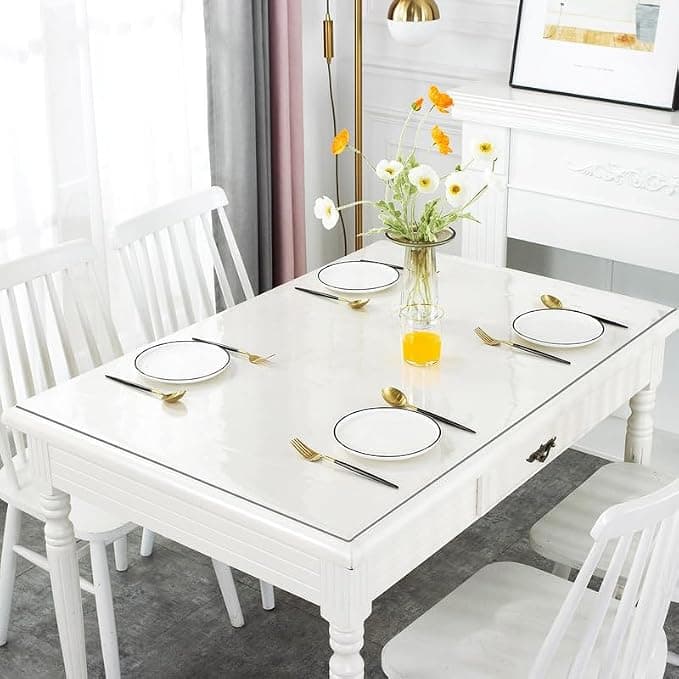 1.5mm Thick Clear Table Cover Protector Table Cover Rectangle PVC Clear Table Protector Desk Protector Mat For Dining Ro 3