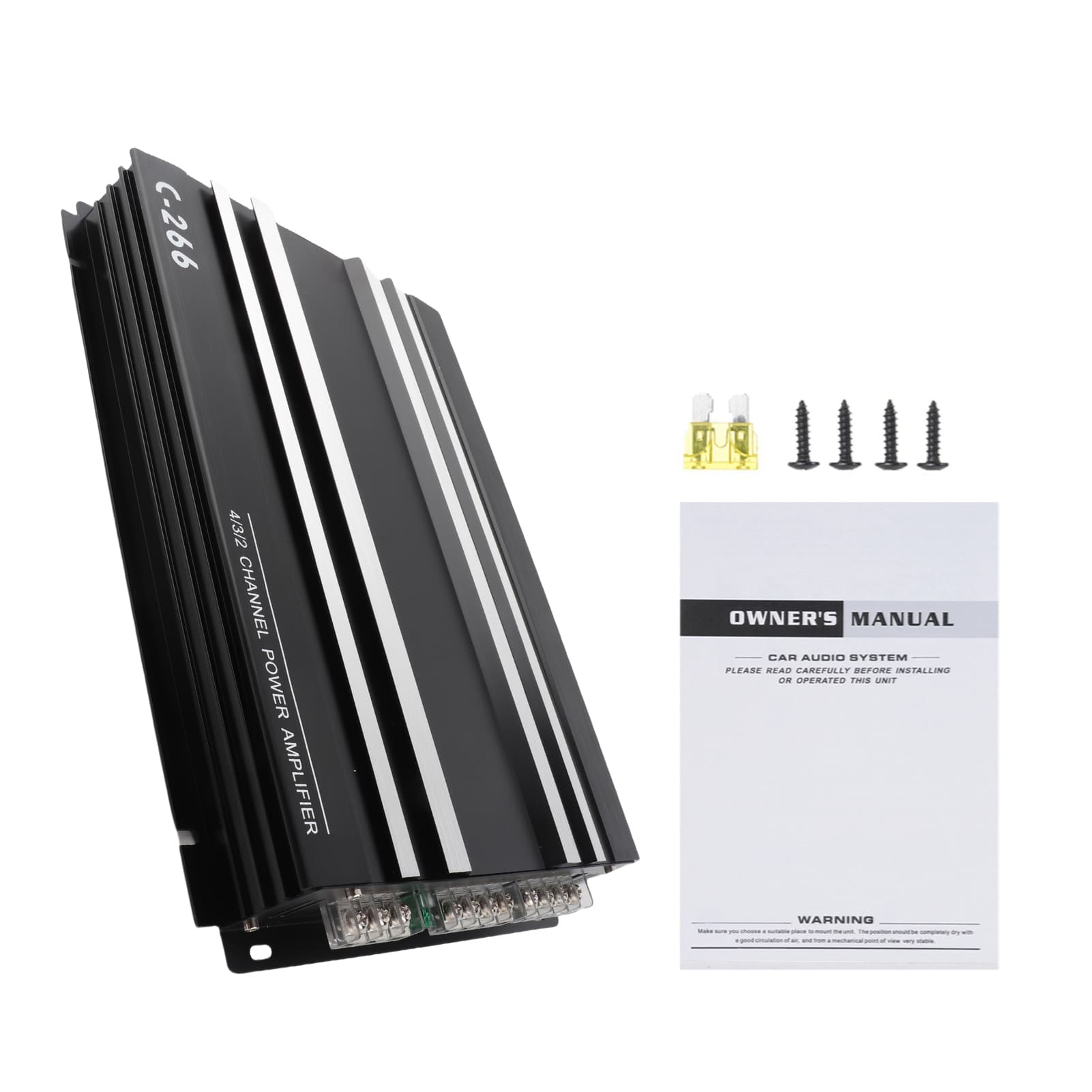 4-Channel 12V Car Audio Amplifier (High Power, Aluminum)