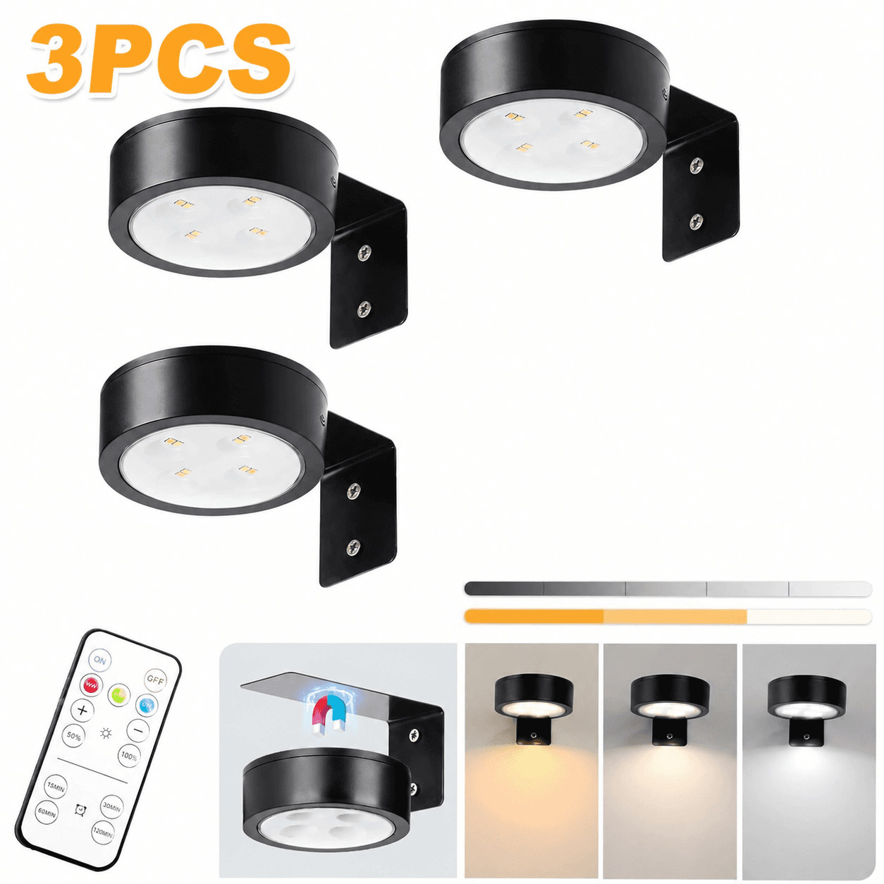 Battery-Operated Magnetic Art Display Light — 3 Modes, Remote