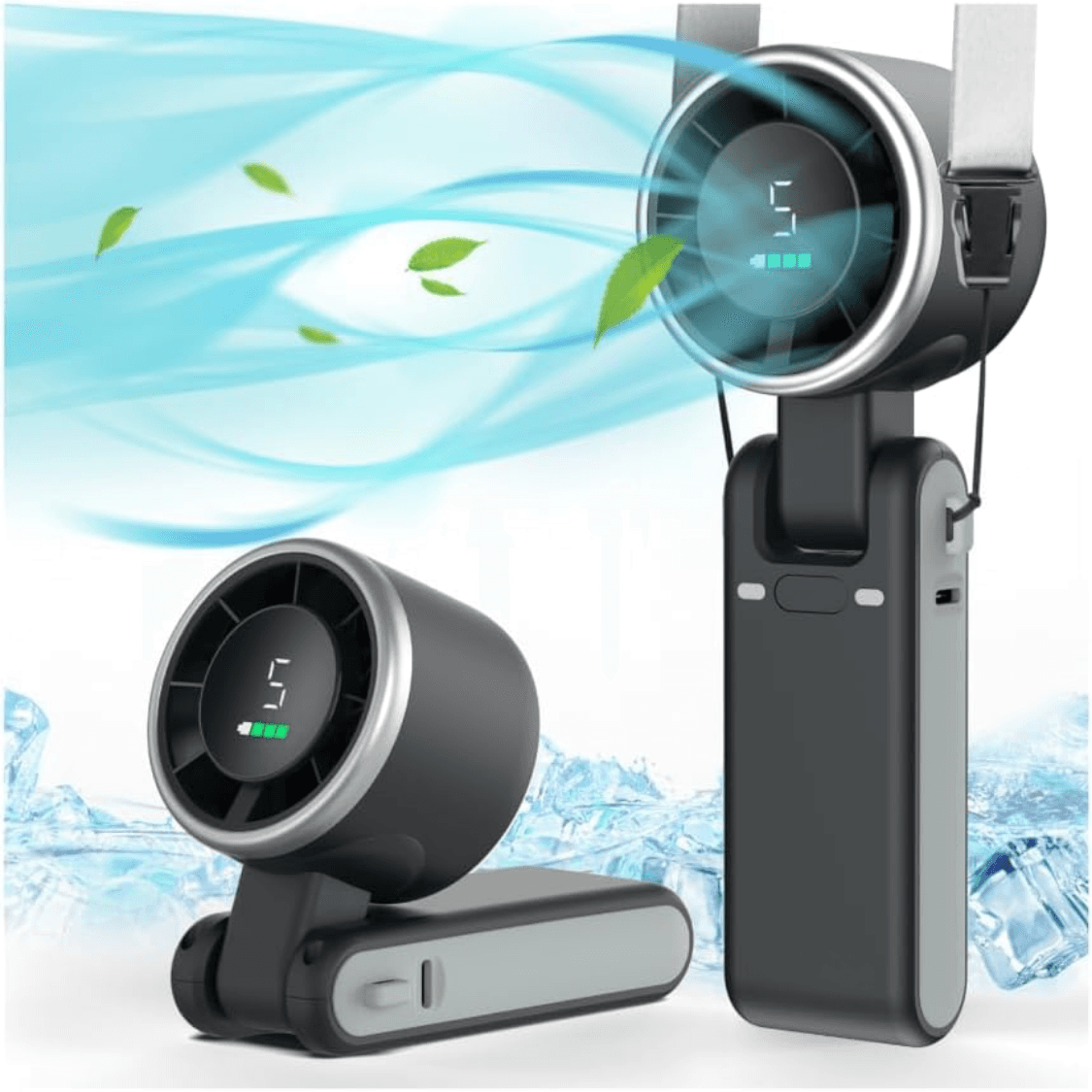 Portable Handheld Turbo Fan — USB-C, 5-Speed, 12H Runtime