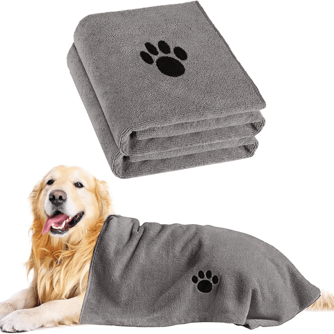 2-Pack Microfiber Pet Towels — Super Absorbent, Dogs & Cats